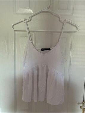 White Spaghetti-Strap Peplum Camisole